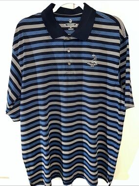 Pinehurst Resort putter boy 1895 Performance Blue Stripe Golf Shirt XL Mens